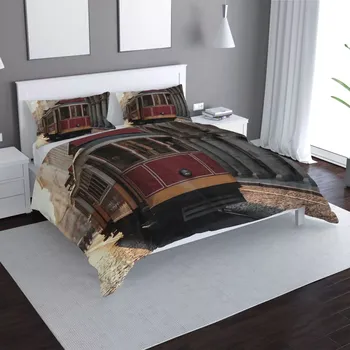 Povlečení Saténové povlečení Historická červená tramvaj - Sablio - 140x200 / 90x70