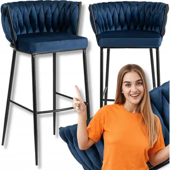 Barová židle Barová Židle Mebel Elite černý, odstíny modré 104,5 cm, tkanina