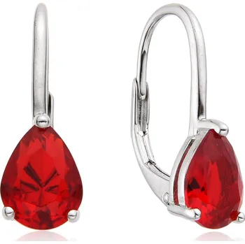 Náušnice NUBIS® Stříbrné dámské náušnice červené kapky - NB-3081