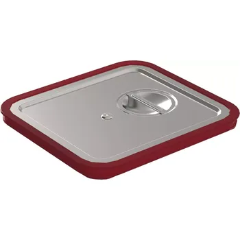 Dóza na potraviny Víko s nasazováním RIEBER GN 2/3, nerezová ocel 18/10, s úchopovým žlábkem a rukojetí