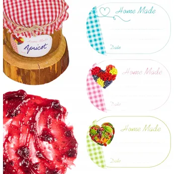 Obraz Samolepky na Sklenice a Zavařeniny – 100 ks s nápisem Home Made, 7x4,5 cm