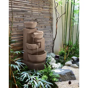 Venkovní osvětlení Zahradní fontána světle hnědá pryskyřice venkovní fontána zahrada moderní design Beliani