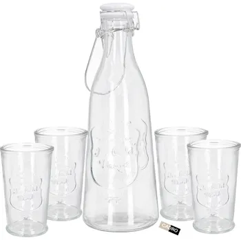 Sklenice Sada Cadro : Karafa na vodu 1l + 4 sklenice o objemu 250 ml 1l