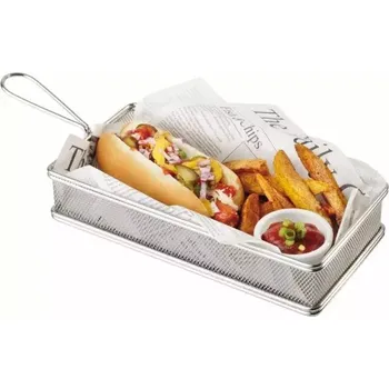 chlebník Košík pro servírování jídla nerez APS 13x26x3,5 cm, obdelník