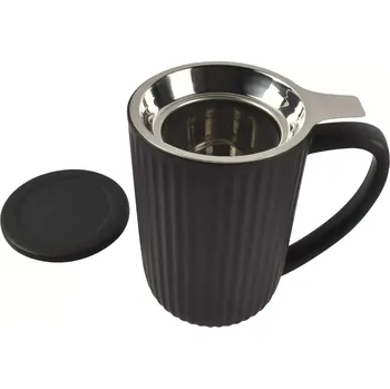 FINE 2 DINE Hi!Tea Hrnek s uchem a sítkem, objem 0,60 litru, černý