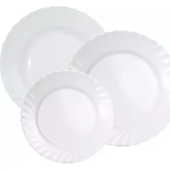 Talíř Bílá 18dílná sada talířů Arcoroc Trianon (6x mělké, 6x hluboké, 6x dezertní)
