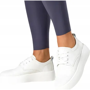Dámské tenisky Dámské kožené tenisky Creepers na platformě bílé pohodlné módní vel. 39