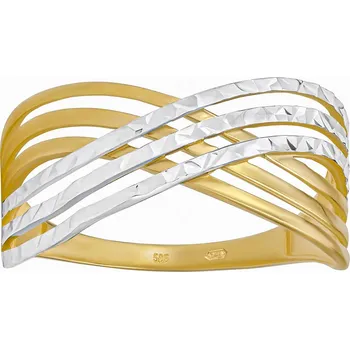 Šperk Zlatý prsten Vortena ze žlutého a bílého zlata obvod 61 mm