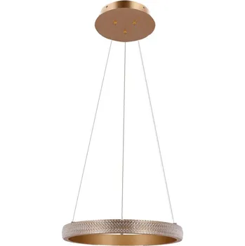 ZÁVĚSNÁ LAMPA HASHIM 40CM MATNÁ TMAVĚ ZLATÁ 22W LED KRYSTALY ČIŘÉ