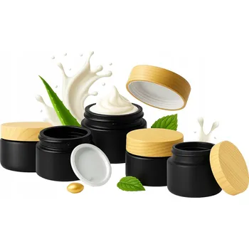 Pleťový krém 5x Skleněná dóza/kelímek ČERNÁ MATNÁ 30g na krém, balzám, kosmetiku, mast, Gel