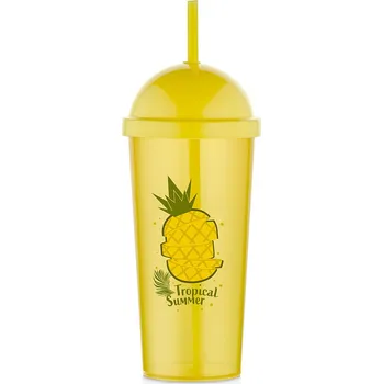 PROHOME - Pohár 700ml se slámkou Ananas