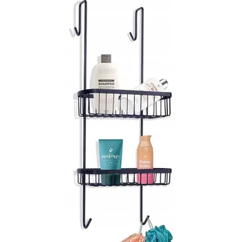 police Závěsná koupelnová police Vilde černá, matná, kovová 54,5x22x19 cm