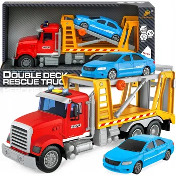 autíčko NÁKLADNÍ AUTO AUTOPŘEPRAVNÍK POLICIE S OSOBNÍM AUTEM - SVĚTLO A ZVUK