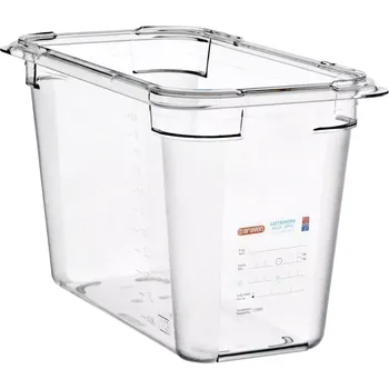 Dóza na potraviny ARAVEN Gastronádoba GN 1/3, polykarbonát, integrovaný štítek, hloubka: 200 mm, objem: 6,7 L