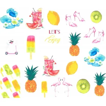 Samolepky na Zdobení Nehtů Vodní Vzory Barevné Ovoce BN-1694