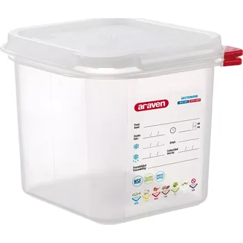 Dóza na potraviny ARAVEN Gastronádoba s víkem GN 1/6, PP, hloubka: 150 mm, objem: 2,6 L, hermetická