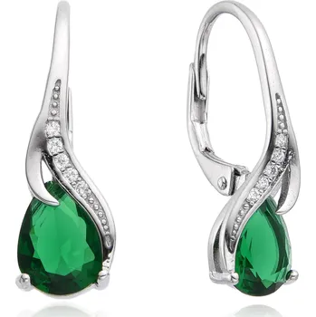 Náušnice NUBIS® Stříbrné dámské náušnice zelené kapky - NB-3079
