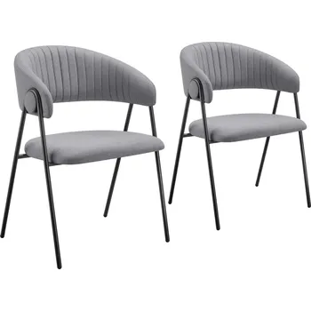 Jídelní set TecTake GmbH 405511 křeslo bedano, čalouněné, tkaná látka, 150 kg - šedá,sada 2 kusů