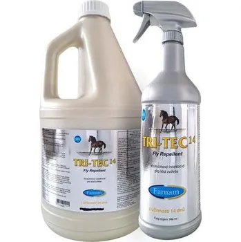Koňská maska proti hmyzu Repelent pro koně Farnam Tri Tec Fly - 946 ml