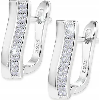 Náušnice Stříbrné Náušnice 925 Anglické zapínání Obdélníkové klipy se zirkony