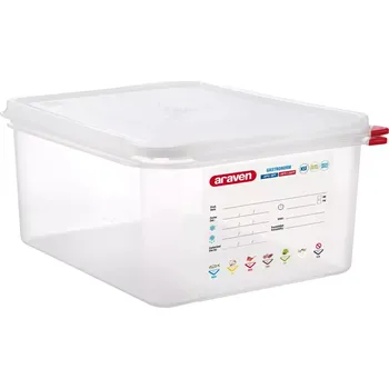 Dóza na potraviny ARAVEN Gastronádoba s víkem GN 1/2, PP, hloubka: 150 mm, objem: 10 L, hermetická
