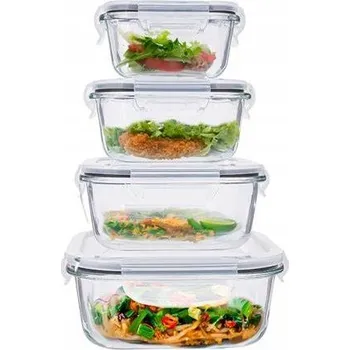 Dóza na potraviny Altom Design Sada skleněných dóz na potraviny LunchBox Fresh 4 ks
