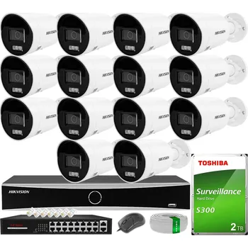 IP kamera Monitorovací systém pro 14 kamer 6MPx s analýzou AcuSense, hybridní, disk 2TB Hikvision