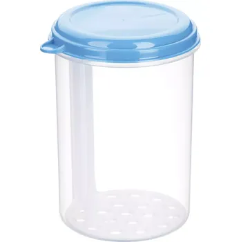 Máslenka Dóza na potraviny, s vyjímatelným roštem, kulatá, objem: 1,1 litru, modrá