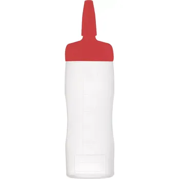 Dóza na potraviny ARAVEN Mačkací láhev LDPE, ø: 70 mm, výška: 193 mm, objem: 0,35 L, červená