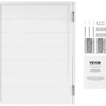 Interiérové dveře VEVOR Kyvné dveře do kavárny, jednoduché vnitřní dveře do salónu 81,3 x 106,7 cm, čtvercový design, vyrobené z borovicového dřeva, s panty a sadou kování, snadná instalace, pro vstup do chodby, kuchyně, baru, hospody, bílé