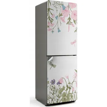 Fototapeta Dekorativní Samolepicí na Lednici – Květinový Vzor s Hmyzem