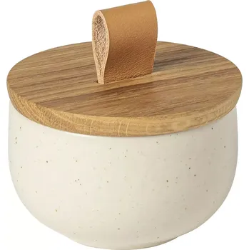 Dóza na potraviny COSTA NOVA Pacifica nádoba na sůl s dřevěkým víčkem, objem: 0,22 litru, vanilka
