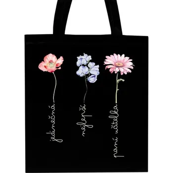 Nákupní taška Nákupní taška unisex s potiskem Jedinečná nejlepší paní učitelka s květinami