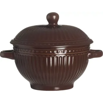 Polévková mísa Miska s víkem Senja, objem: 0,60 litru, výška: 130 mm, průměr: 150 mm, hněd