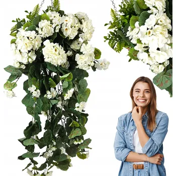 umělá květina Umělá Pelargonie Popínavá Girlanda Květiny na Balkon - bílá