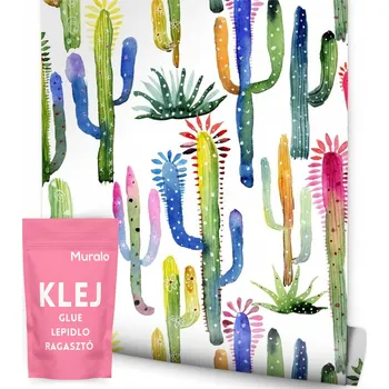 Fototapeta Tapeta barevné kaktusy listy rostliny do obývacího pokoje