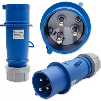 Elektrická zásuvka Qoltec Odolná PŘENOSNÁ zásuvka SHARK IP44 32A 3P 230V pro stavbu a dílnu 2P+Z