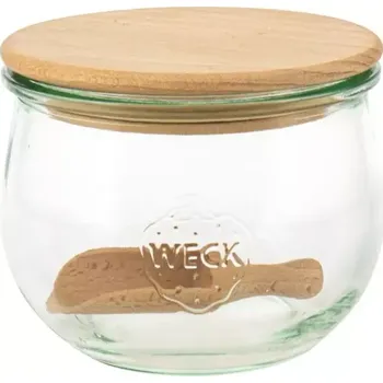 Dóza na potraviny Dóza na potraviny s dřevěnou lopatkou 0,5 l Weck, buclatá