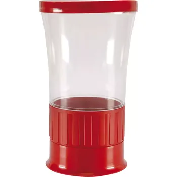 Cukřenka Mlýnek na moučkový cukr, červený, výška: 140 mm, průměr: 80 mm