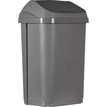 Odpadkový koš Odpadkový koš s výkyvným víkem, polypropylen, šedý, 10 litrů