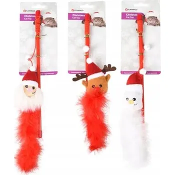 Hračka pro kočku Vánoční Hračka Flamingo pro kočky rybářský prut, sněhulák/Santa Claus/ sob