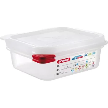 Dóza na potraviny ARAVEN Gastronádoba s víkem GN 1/6, PP, hloubka: 65 mm, objem: 1,1 L, hermetická