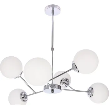 BELWEDER chromová závěsná lampa 6x40W E14 bílé stínidlo