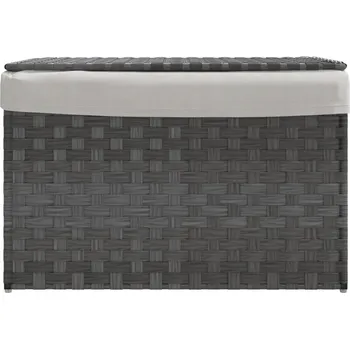 Koš na prádlo Koš na prádlo s víkem, šedý, 55,5x35x34 cm, polyratan