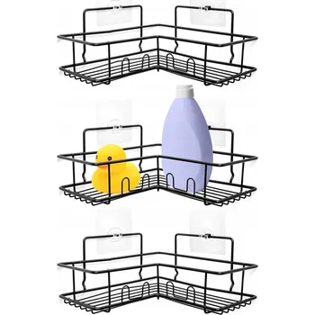 Drátěná police 3x Černá KOUPELNOVÁ polička do sprchy, do kabiny