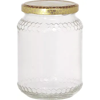 Sklenice Sklenice na 1 kg medu Gastro, víčko s dekorem plástve, sada 6 ks