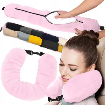 Polštář POLŠTÁŘ POLŠTÁŘ NA KRK do letadla Na vycpané oblečení 2 v 1