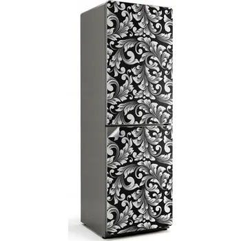 Fototapeta Samolepicí Samolepka Na Ledničku na ledničku s elegantním rostlinným vzorem v kuchyni