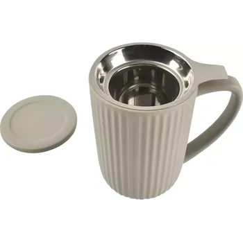 FINE 2 DINE Hi!Tea Hrnek s uchem a sítkem, objem 0,60 litru, šedý