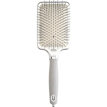 kartáč na vlasy Olivia Garden Expert Care Rectangular kartáč na rozčesávání nylon bristles silver l, 1 ks